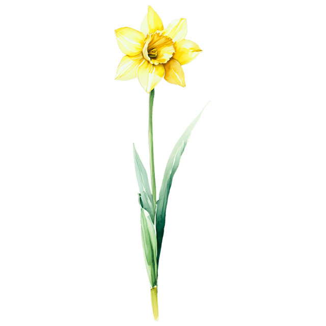 Free transparent PNG: Watercolor Daffodil Flower PNG – Transparent Background Botanical Illustration