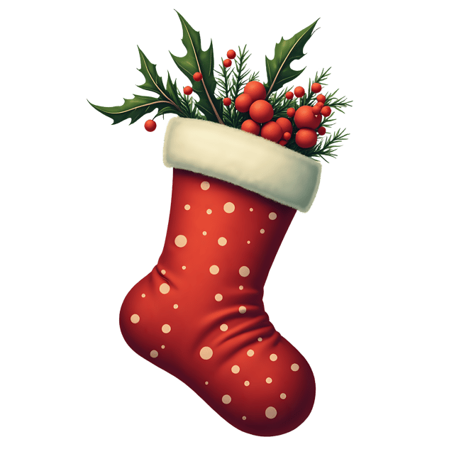 Free transparent PNG: Cozy Christmas Stocking Transparent PNG for Festive Decorations and Crafts