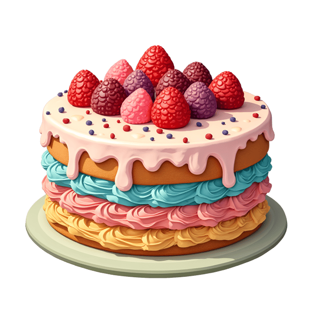 Free transparent PNG: Fluffy Layer Cake with Colorful Frosting and Intricate Designs Clipart