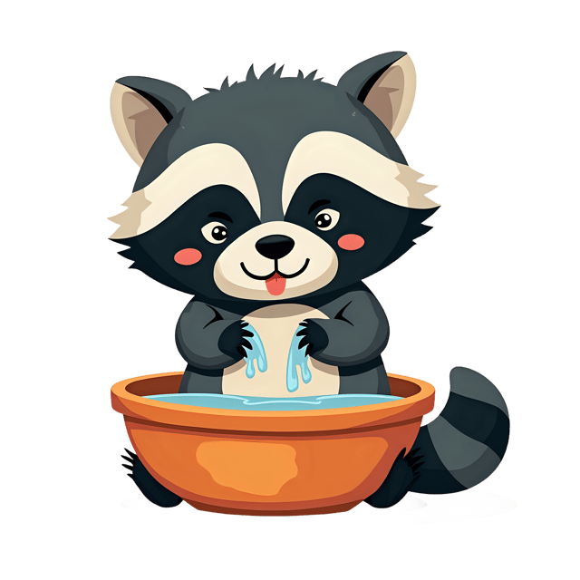 Free transparent PNG: Little Raccoon Washing Face PNG Transparent Background