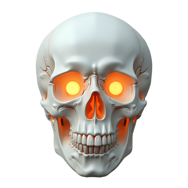 Free transparent PNG: Ethereal White Floral Skull PNG with Soft Glow and Transparent Background