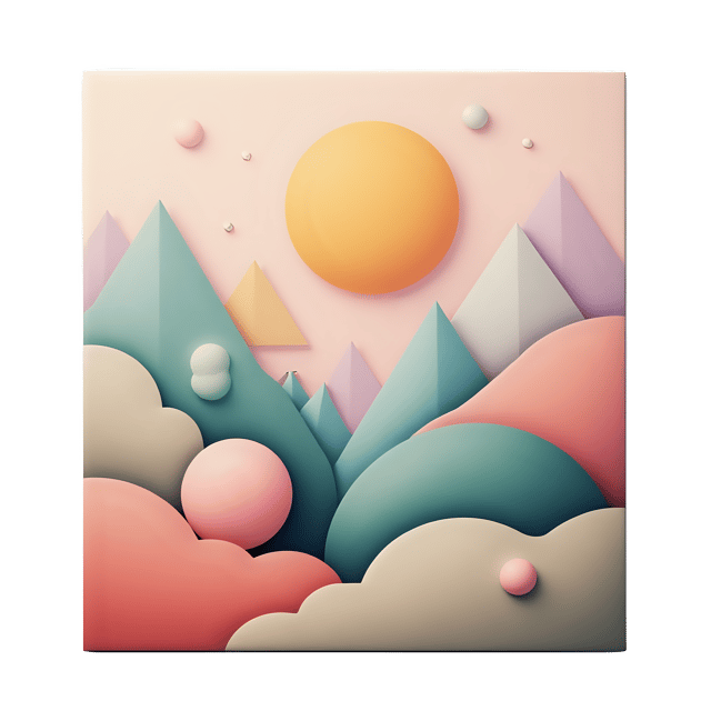 Free transparent PNG: Surreal Geometric Shapes Canvas Art with Pastel Tones and Soft Gradients
