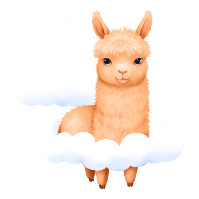 Free transparent PNG: Watercolor Alpaca Behind Cloud PNG