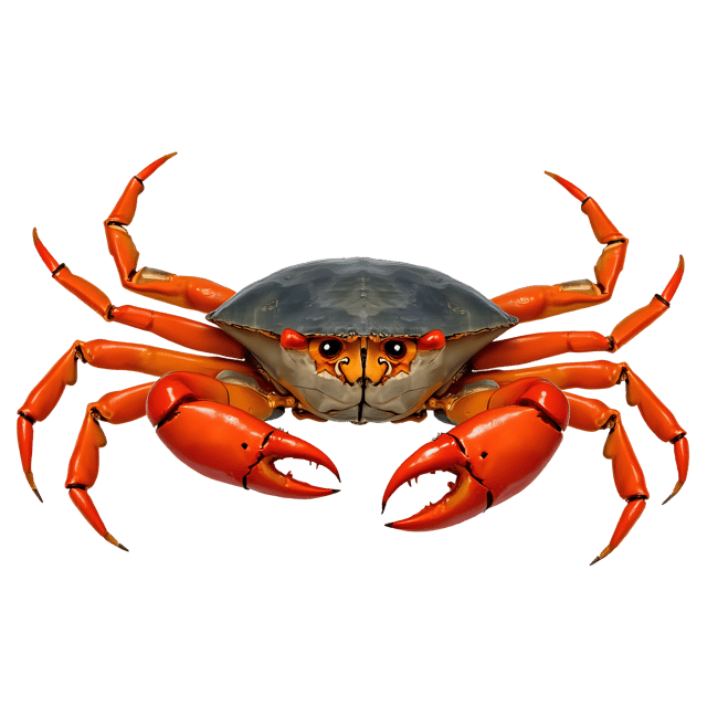 Free transparent PNG: Crab with Bright Orange Claws and Patterned Hard Shell PNG