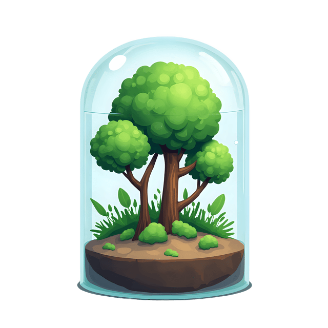 Free transparent PNG: Glass-Enclosed Forest PNG with Transparent Background for Nature and Decorative Imagery