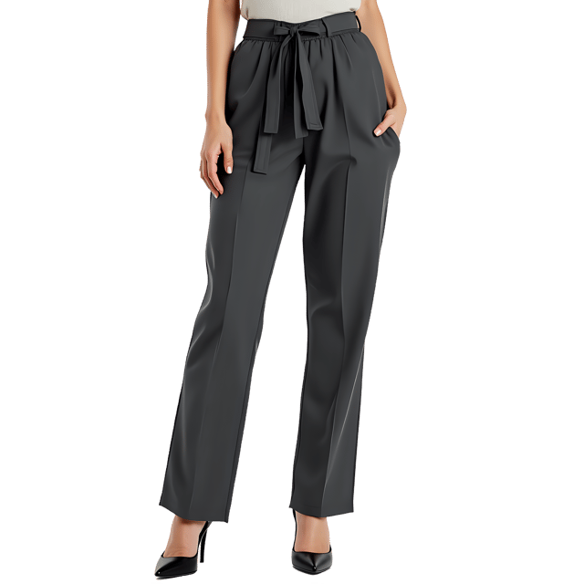 Free transparent PNG: High-Waisted Charcoal Gray Trousers with Belt PNG