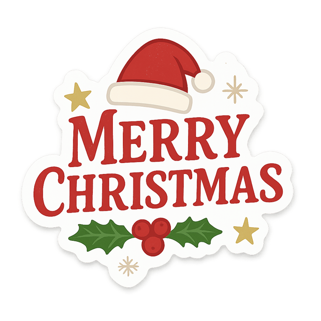 Free transparent PNG: Merry Christmas Sticker Clipart – Festive Holiday Design on Transparent Background