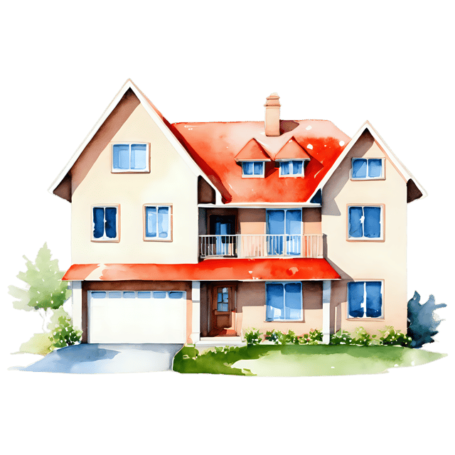 Free transparent PNG: Duplex House Watercolor Illustration – Transparent PNG for Home Decor & Crafts