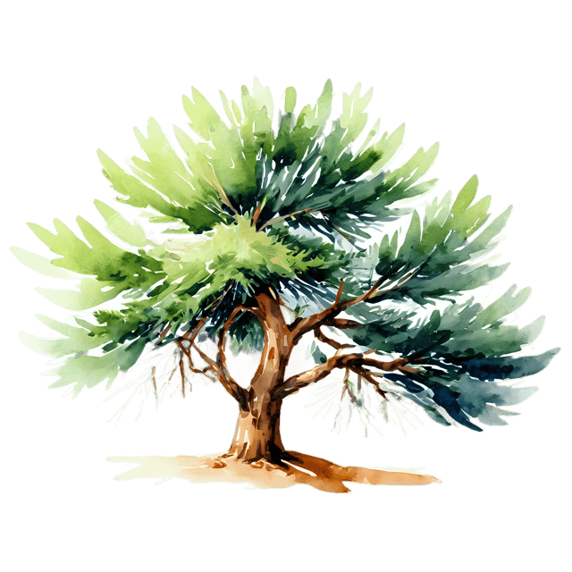 Free transparent PNG: Juniper Tree Watercolor Illustration – Transparent Background Nature Art