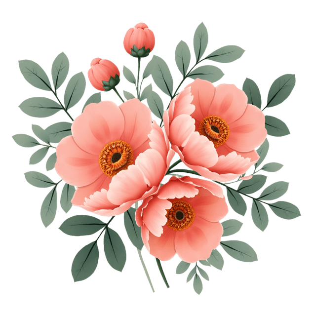 Free transparent PNG: Coral Peonies with Dusty Sage Eucalyptus  Floral Clipart, free transparent png download