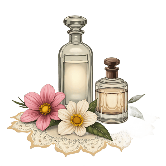 Free transparent PNG: Vintage Still Life with Lace and Perfume  Elegant Decor Clipart, free downloadable png