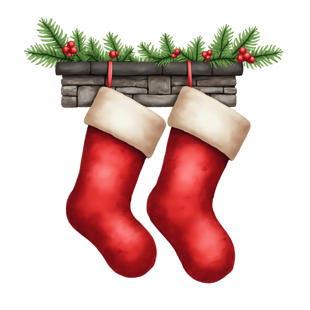 Free transparent PNG: Red Stockings Hanging on a Chimney - Transparent PNG