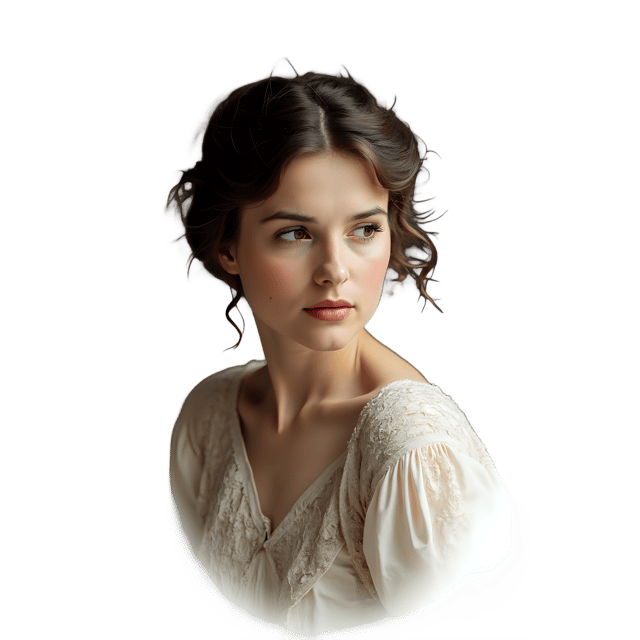 Free transparent PNG: Contemplative Gaze Portrait PNG  Ideal for Artistic Projects and Decor