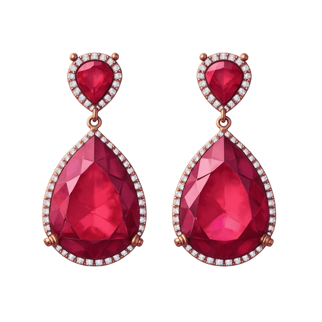 Free transparent PNG: Ruby Earrings with Pave-Set Diamonds Cartoon Style Illustration for Jewelry Design and Accessories