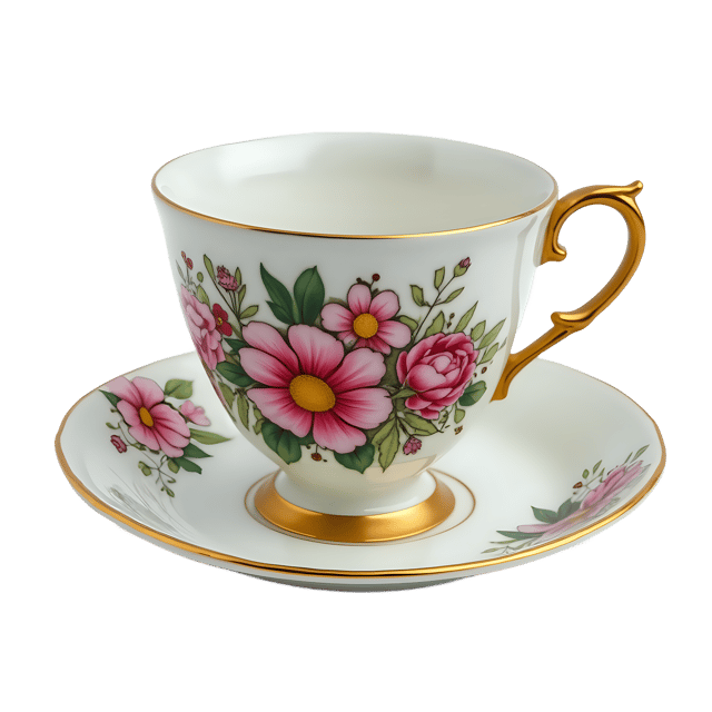 Free transparent PNG: Floral Tea Cup PNG Clipart  Elegant Design Elements for Projects  Crafts