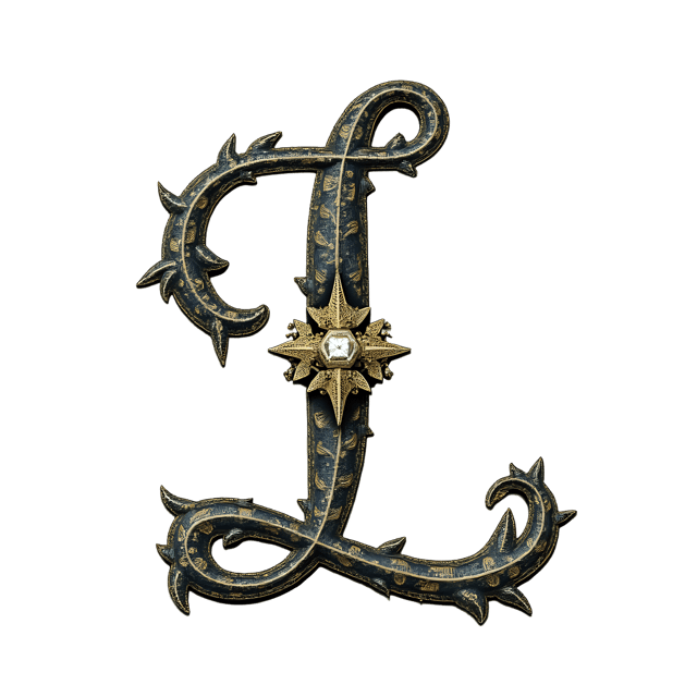 Free transparent PNG: Sparkling Diamond Letter L in Ornate Filigree with Transparent Background