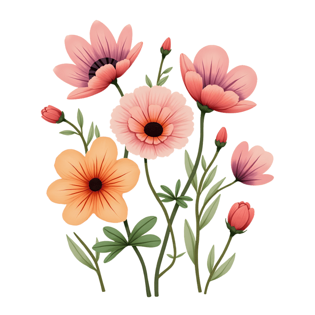 Free transparent PNG: Vintage Watercolor Flowers  Soft Outline Clipart, free download png