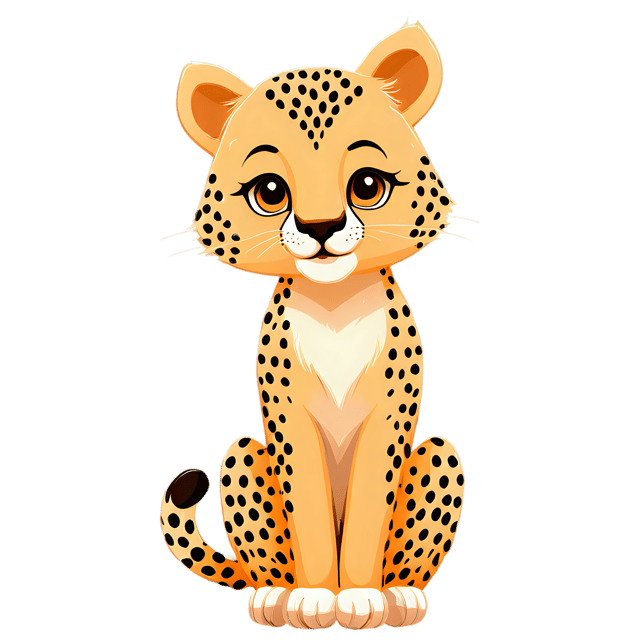 Free transparent PNG: Cute Cartoon Cheetah Illustration for Nursery Decor and Kids' Crafts