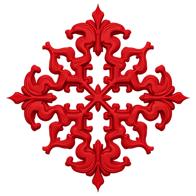 Free transparent PNG: Bright Red Symmetrical Decoration with Scrolled Edges on White Background