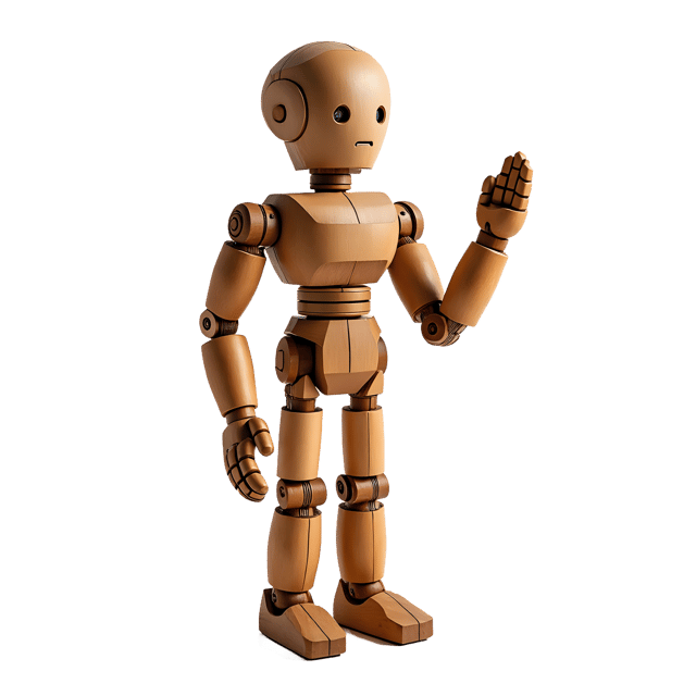 Free transparent PNG: Handmade Wooden Robot PNG with Polished Finish and Intricate Details