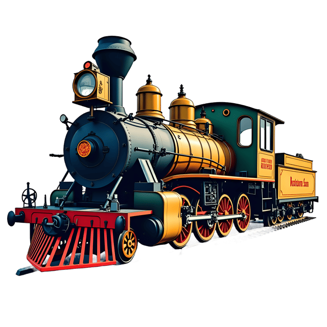 Free transparent PNG: Ornate Vintage Train Illustration with Transparent Background