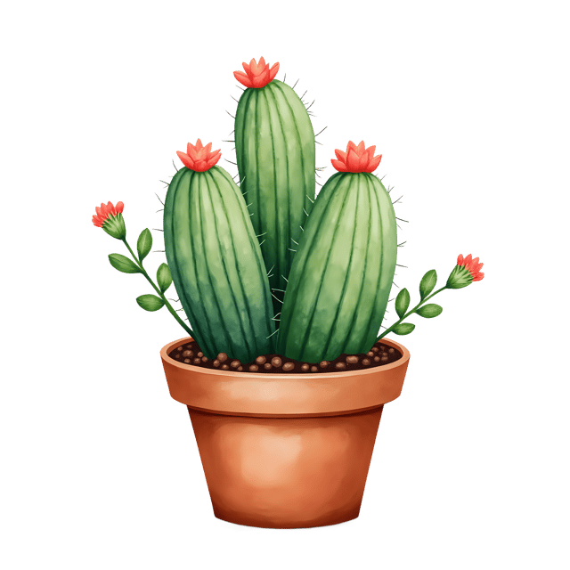 Free transparent PNG: Cactus in Pot with Tiny Flowers  Plant Clipart, free downloadable png