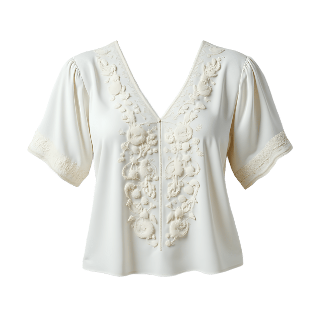 Free transparent PNG: White Silk Blouse with Embroidery PNG Image