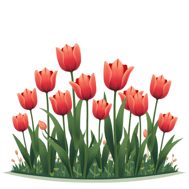 Free transparent PNG: Blooming Tulips Garden PNG with Transparent Background