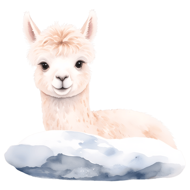 Free transparent PNG: Watercolor Alpaca Peekaboo from Behind a Rock - PNG with Transparent Background
