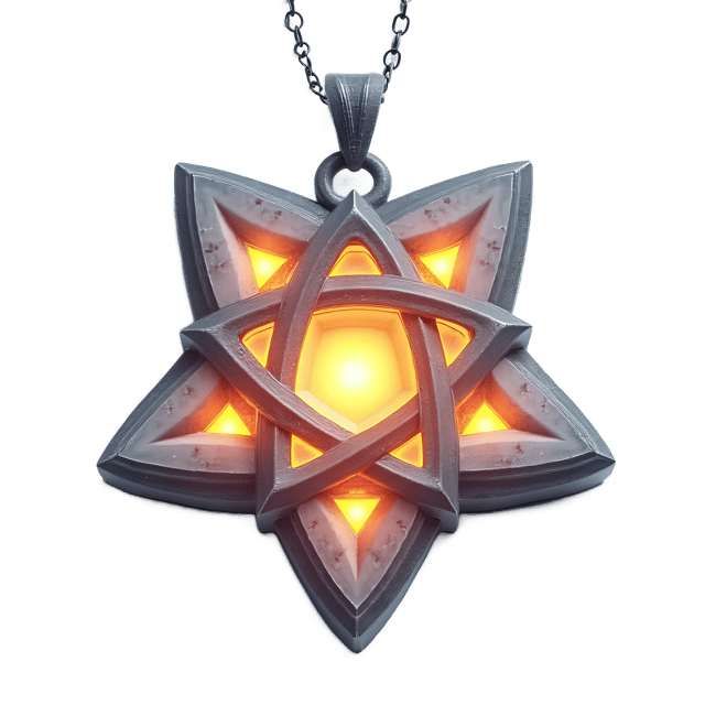 Free transparent PNG: Glowing Crystal Pendant with Pentagram Shape on Transparent Background PNG