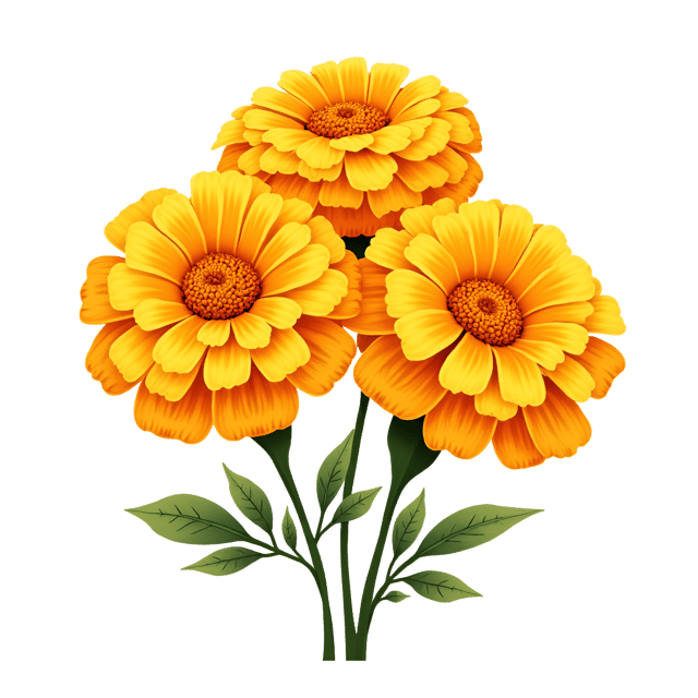 Free transparent PNG: Golden Yellow Marigold Bouquet Cartoon Illustration in Watercolor Style