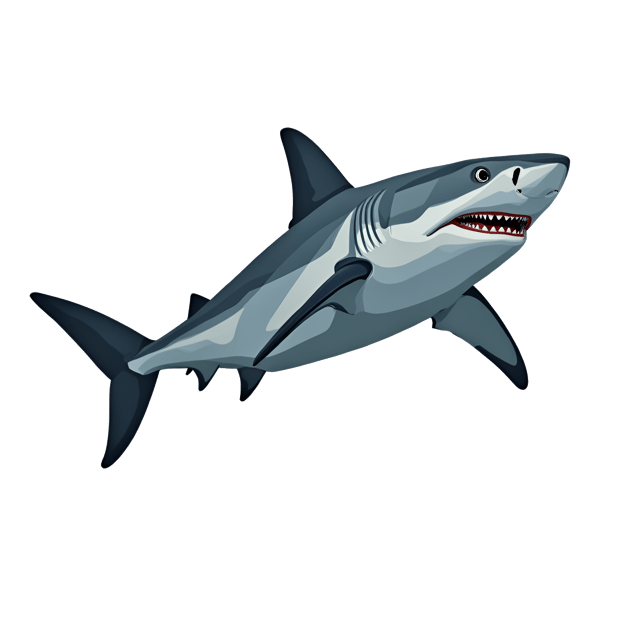 Free transparent PNG: Sleek White Shark with Dark Gray Fins PNG Clipart for Underwater and Ocean Themes