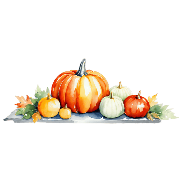 Free transparent PNG: Thanksgiving Watercolor Centerpiece PNG – Transparent Illustration for Autumn Décor