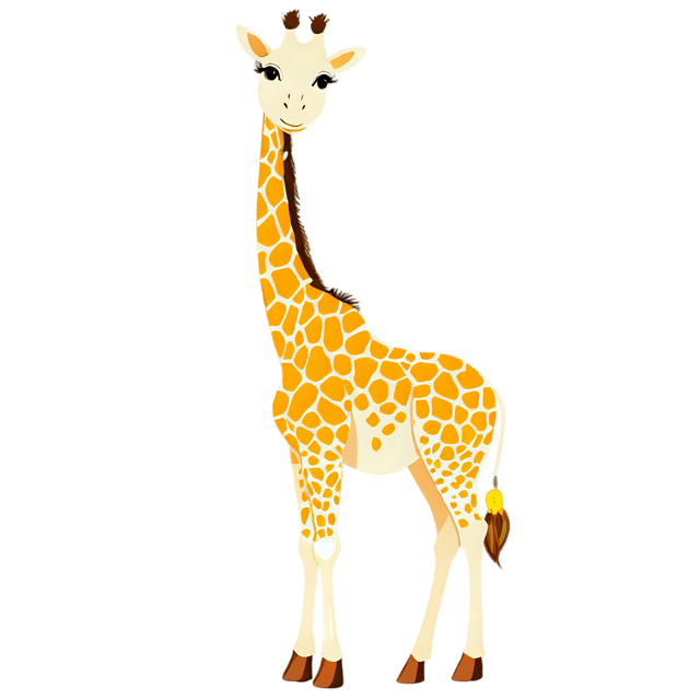Free transparent PNG: Cute Cartoon Giraffe Illustration with Transparent Background