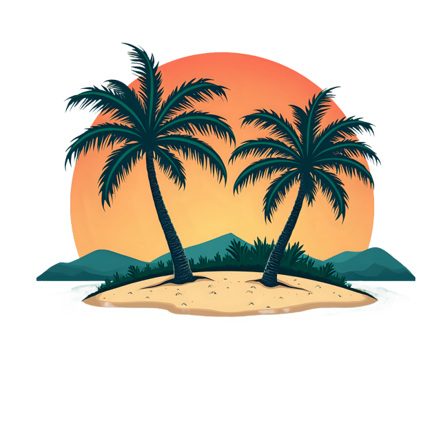 Free transparent PNG: Tropical Island with Palm Trees and Beaches - Transparent PNG