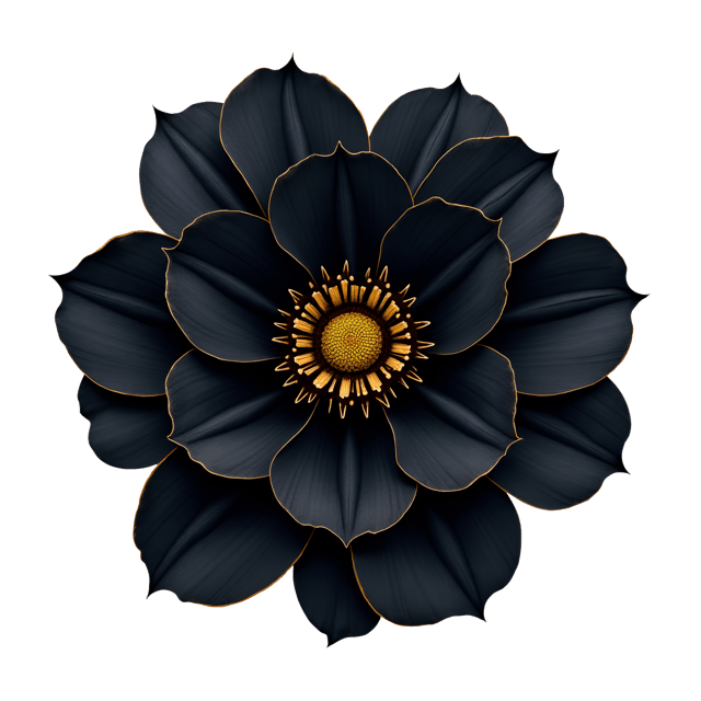 Free transparent PNG: Midnight Black Petal Arrangement with Golden Streaks - Elegant Clipart for Creative Design