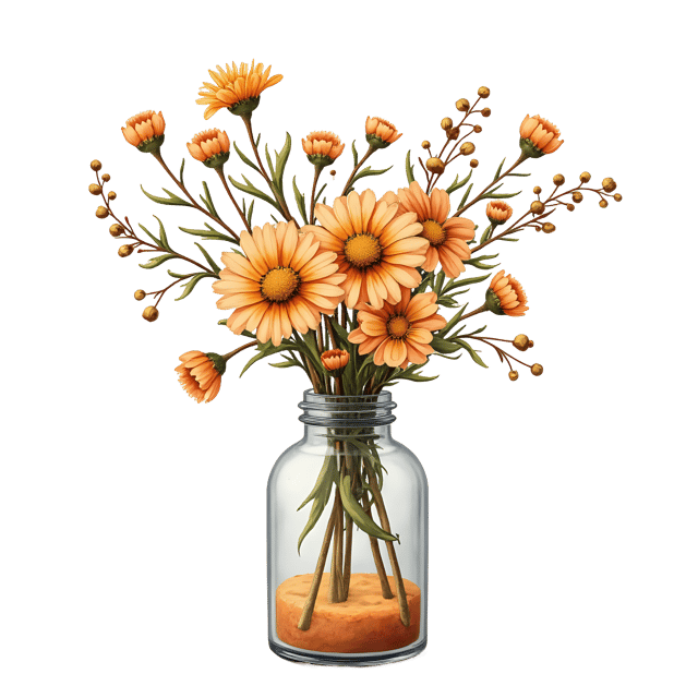 Free transparent PNG: Dried Flowers in a Bottle PNG Clipart  Ideal for Decor and Crafts