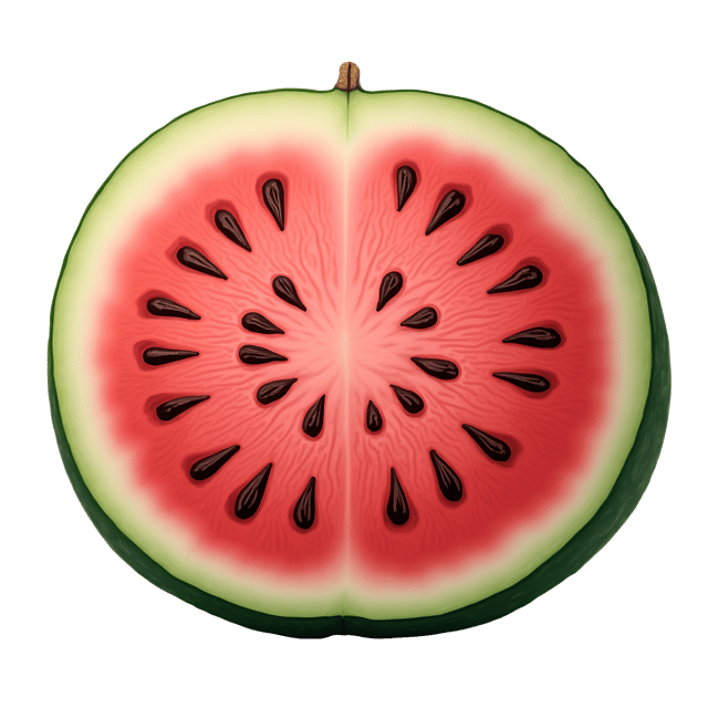 Free transparent PNG: Large Red Watermelon with Black Seeds and Pinkish Inside - Beautiful Illustration Clipart on Transparent Background