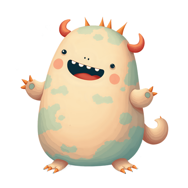 Free transparent PNG: Pastel-Colored Monster with Gentle Vibes PNG