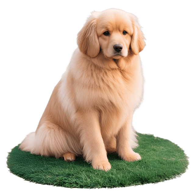 Free transparent PNG: Golden Dog with Soft Fur Sitting on Grass - Transparent Background PNG