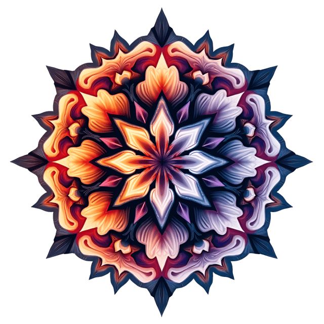Free transparent PNG: Abstract Symmetrical Mandala Art with Liquid Flow Design on White Background