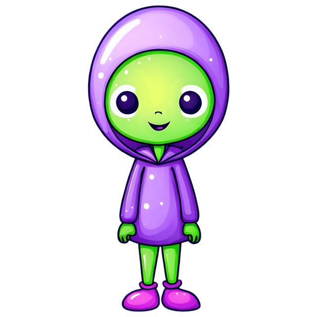 Free transparent PNG: Cute Alien Cartoon Illustration with Transparent Background for PNG Use