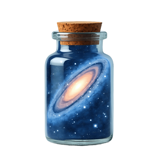 Free transparent PNG: Galaxy in a Bottle Space Scene for Astronomy and Creative Projects