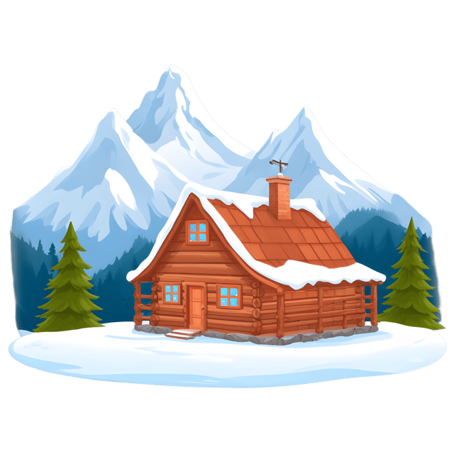 Free transparent PNG: Cozy Cabin in Snow-Capped Mountains PNG Transparent Background
