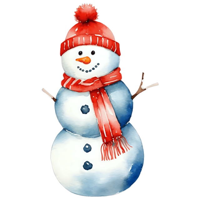 Free transparent PNG: Watercolor Snowman with Scarf Transparent PNG – Gentle Winter Illustration
