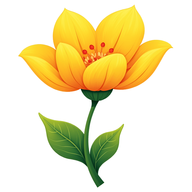 Free transparent PNG: Magical Cartoon Flower Illustration with Bright Yellow Petals and Green Stem