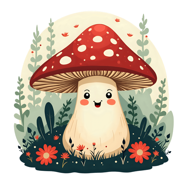 Free transparent PNG: Cute Mushroom with Happy Face PNG for Forest Themed Decor and Crafts
