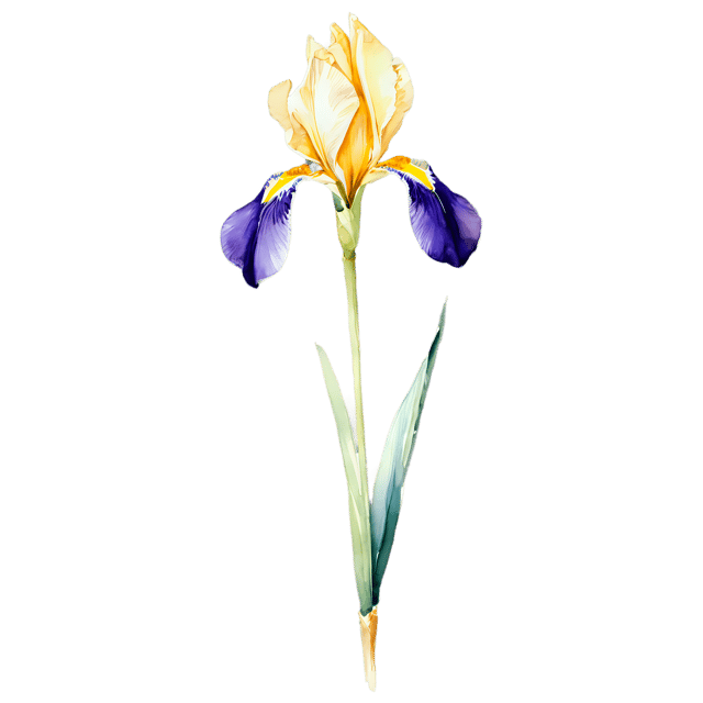 Free transparent PNG: Watercolor Iris Flower Transparent PNG – Gentle Illustration for Floral Designs