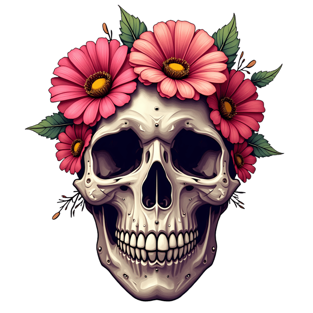 Free transparent PNG: Floral Skull Transparency PNG Design for Creative Projects