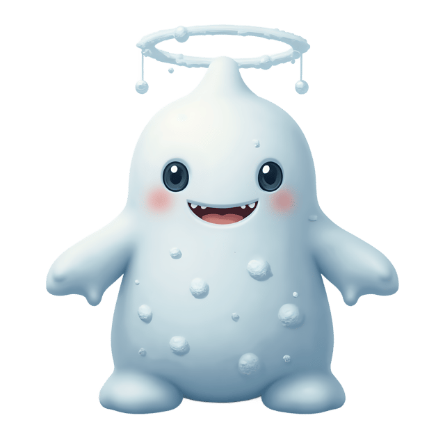 Free transparent PNG: Icy White Monster Plushie PNG with Frost Patterns and Halo